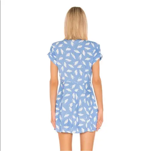 Capulet “Mabel” Mini Dress – Ginkgo Blue Feather Leaf Print – Size Small