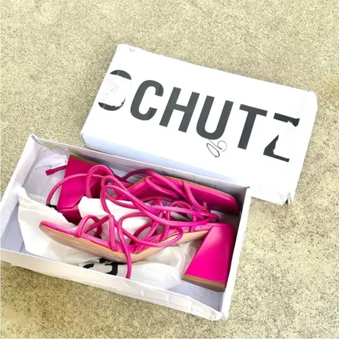 Schutz Hot Pink Fernanda Tie Sandal High Heel Sandal 7.5