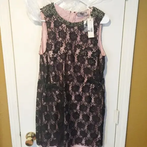 Diesel women's S nylon lace double belted embellished neck "D-IRIS" dress