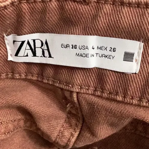 ZARA NWT  Wide Leg All Cotton Cropped Jeans Dark Orange Size 4