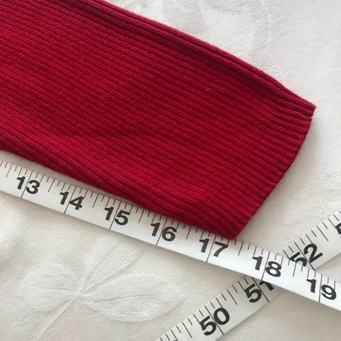 Karen Scott Ribbed Mockneck Pullover Cotton Sweater Red M