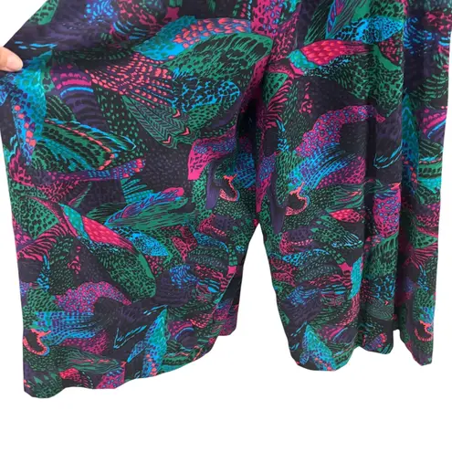 Vintage Quilted Jacket Skirt Set Abstract Print 80s 90s Colorful Retro Black