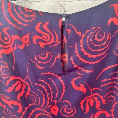 Rachel Roy Navy Blue Red Design Long Sleeve Mini Dress Sabrina Neck Size Medium