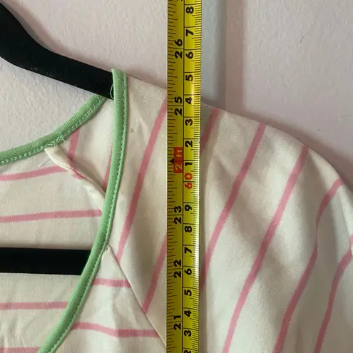 LAKE Women's size Medium Pink White Green Sleepshirt Pajama Top Cotton PJs