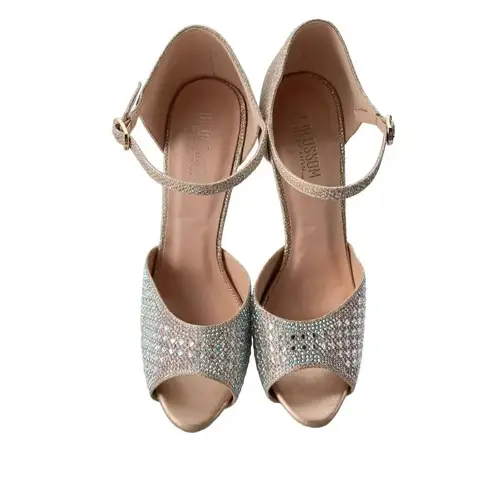 De Blossom Collection  Champagne Rhinestone Sandal Heel Size 10