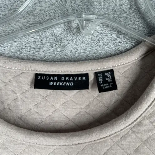 Susan Graver Tunic Top Button Accent Quilted Long Sleeve Comfort Casual XXS