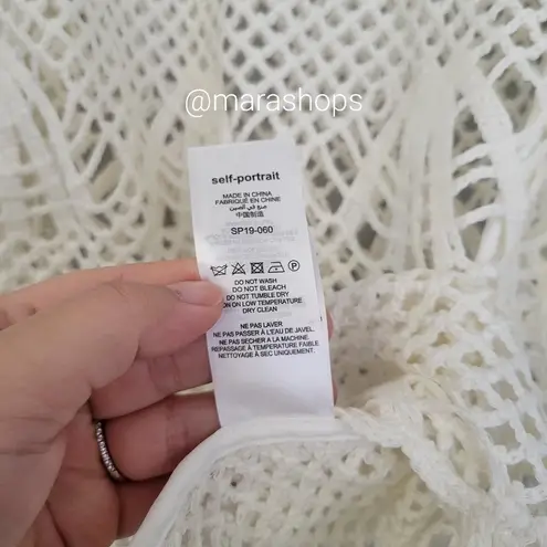 Self Portrait Ivory High Neck Crochet Top