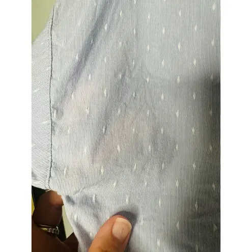 WAVERLY GREY Light Blue Dots Line Up Short Sleeve Top Size Medium