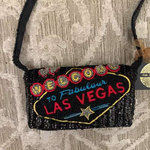NWT Las Vegas Black Sequin Beaded Shoulder Bag Made in India Handcrafted Viral