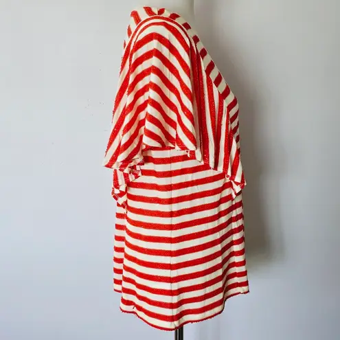 W By Worth W By Worrh Babette Red Red & White Sparkle Stripe Ruffle Knit Top Size Small