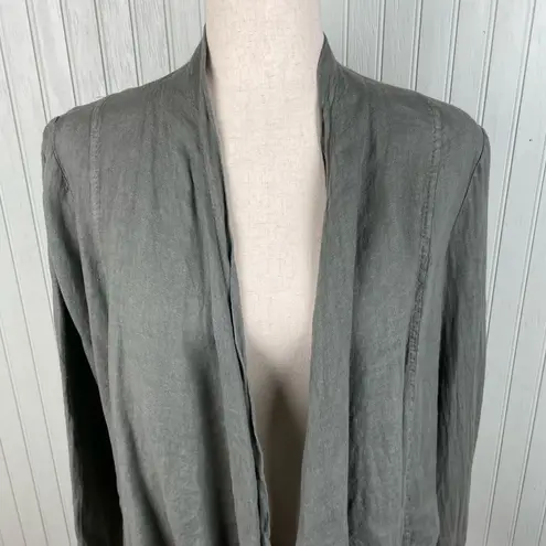 Tempo Paris Short Linen Jacket Style 192H Size Small Olive Green Lagenlook Italy