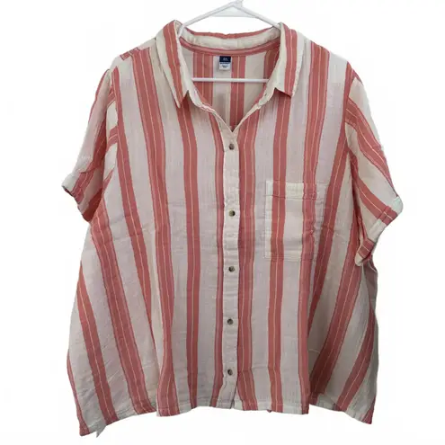 Old Navy Crinkle Gauze Button-Down Striped Shirt  Pink Stripe NWT XXL Tall - Image 3