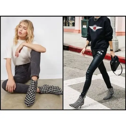 ANINE BING ππ Whitney Calf Hair Ankle Boots ~ Houndstooth Print 37 NWOT