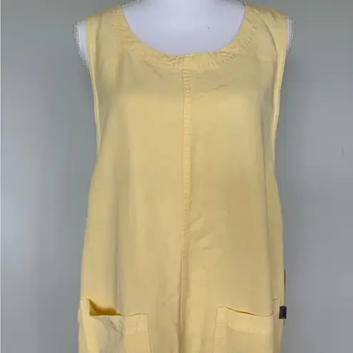 Vintage NWT light yellow chore maxi dress | large | Pockets