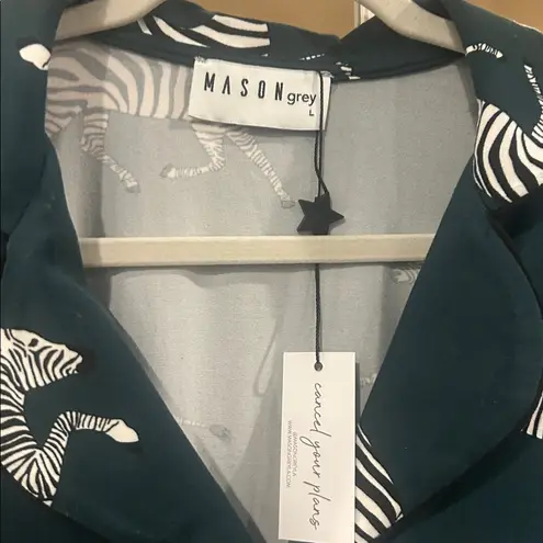 MasonGrey New Zebra print novelty sleep lounge shirt size Large luxe chic cozy Green