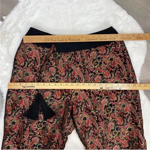 Platinum Stephen Yearick Paisley Pants Brocade Jacquard Straight Leg 14 Black