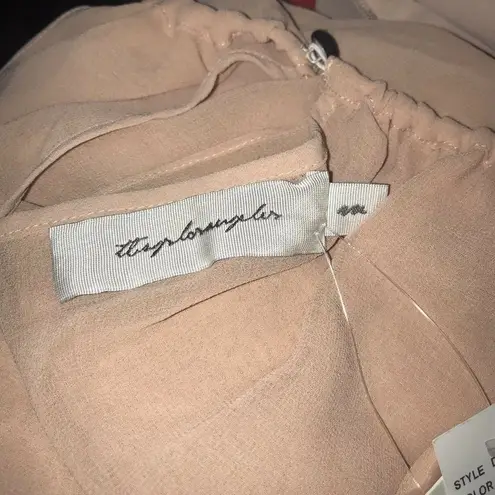 Tbags Los Angeles T Bags Los Angeles Womens Swing Tank Top Size M Dusty Rose Sheer Boho Fringe Hem