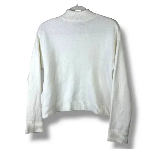 Calvin Klein Jeans Cream Ribbed Oversized Mock Neck Wide Sleeves Sweater Small