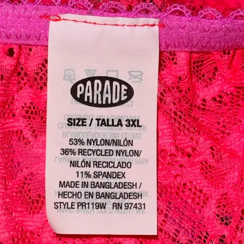 Parade Lace Bandeau Bra Sheer Lace Bralette w Removable Straps Pink Women’s 3X Size undefined