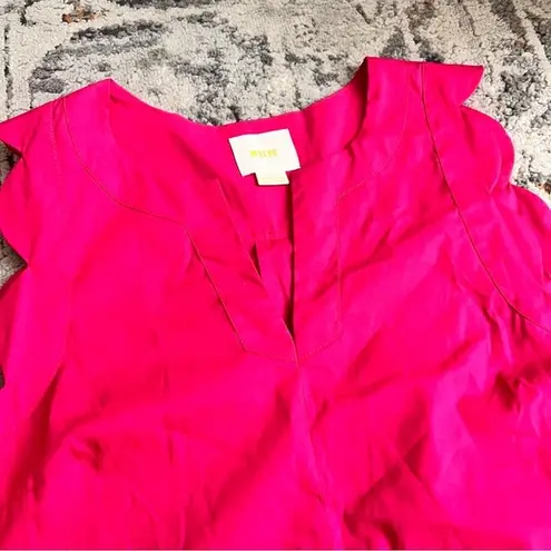 Maeve ANTHROPOLOGIE hot pink sleeveless scalloped edge blouse size 6