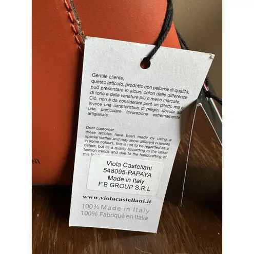 NWT Viola Castellani Papaya Orange Leather Handbag Purse Backpack Convertible