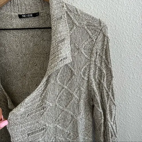 Nic+Zoe Champagne Open Front Knit Cardigan Boho Neutral Small