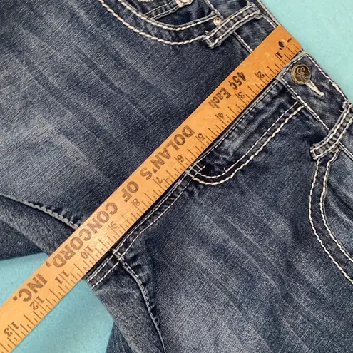 EARL JEAN denim jeans bling embroidered pockets blue vintage bootcut size 8