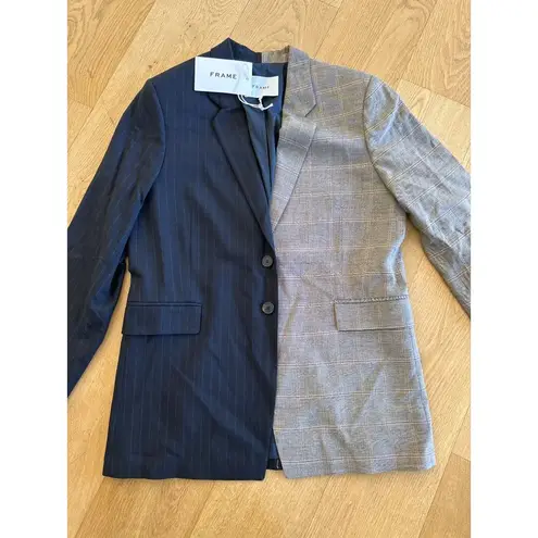 Frame  Le Mix Oversized Blazer in Navy & Gray - NWT