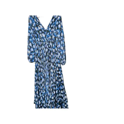 ML MONIQUE LHUILLIER Melanie Black Floral Print Chiffon A