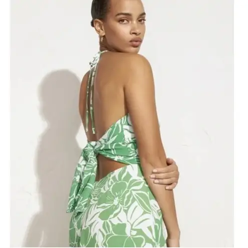 Faithfull the Brand Faithful the Brand Dress Womens X Large Green White Floral Taormina Midi Halter