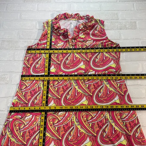 Lulu B Dress Womens XL Pink Colorful Psychedelic Ruffle Neck UPF50 Beach Travel