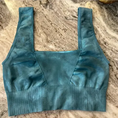 Free People NWOT  Movement Good Karma Square Neck Tie Dye Bra - Blue Peacock M/L