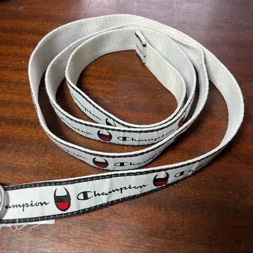 Champion  White Cadet Repeating Logo D-Ring Skinny Belt - One Size - Extra Long