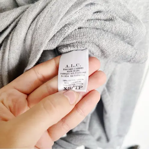 ALC Frank ALC • Atlas Tie-Front Sweatshirt grey terry knit dolman sleeve wrap waist