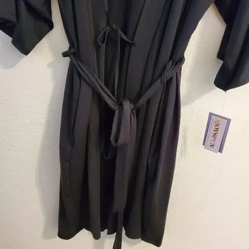 Joyspun Women's Black Soft Knit Robe With Pockets, Size (2X