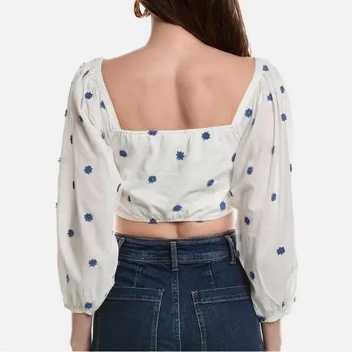 Farm Rio Blue Flowers Crop Top Size Small