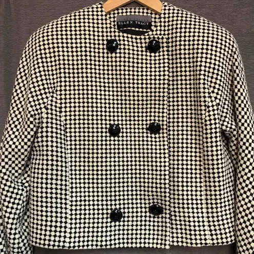 Ellen Tracy Linda Allard Black White Houndstooth Jacket 6
