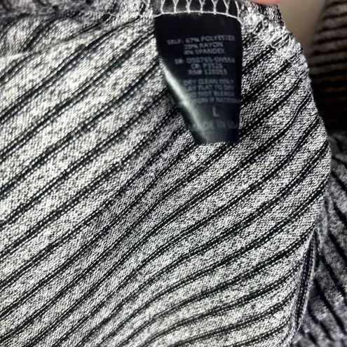 Potters Pot Black Gray Striped Long Sleeve Elbow Patch Tshirt Dress Size Large