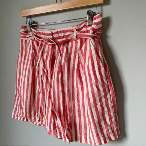Boden 100% Linen striped Pink and White Women's Shorts Size 6