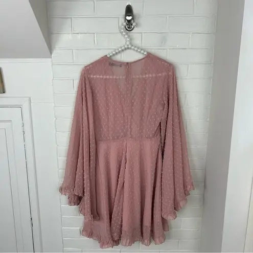 Boohoo  Dobby Chiffon Wide Sleeve Skater Dress Size US8