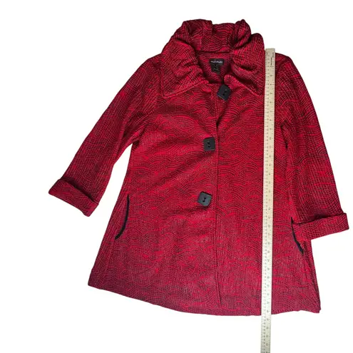 Multiples Textured Button Front Jacket Medium Red Boho Artsy Retro Layering