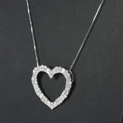Ross Simons 3.00 ct. Round and Baguette Diamond Open Heart Necklace