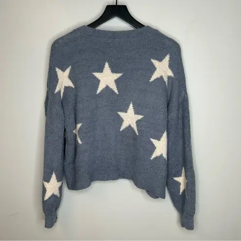 Moon & Madison Star Print Open Cardigan Size S Blue