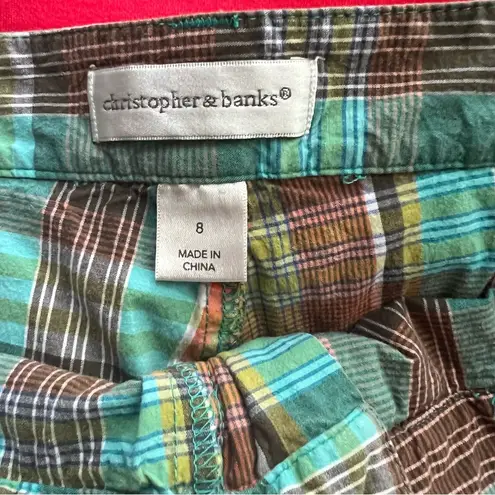 Christopher & Banks Vintage Summer Plaid Cotton Skirt/ Skort. Size 8