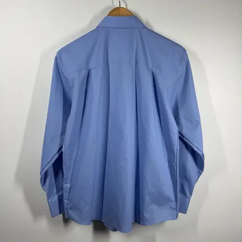 Foxcroft Wrinkle Free Shirt Women 8 Blue Button Up Long Sleeve Spring Career Top
