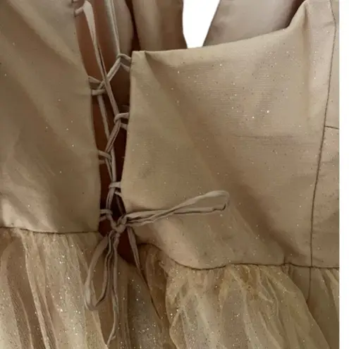 Jules & Cleo lace up glitter tule ball gown ROSEGOLD SIZE 18 Gold