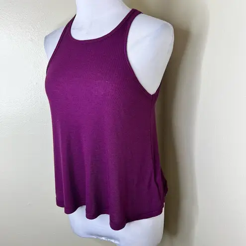 Free People  Tank Top XS Burgundy Crewneck Sleeveless Ribbed Flowy Racerback