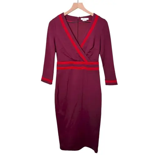 Boden USA Boden Nellie Ponte Knee Length Surplice Dress Mulled Wine Red Women’s Size 4