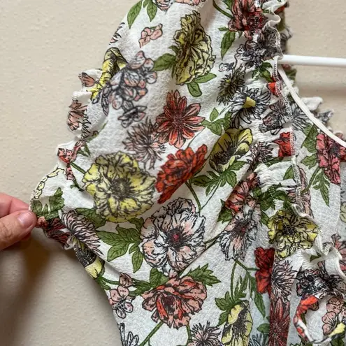 Planet Gold 2/$12 Women’s Plus Orange Floral Print Ruffle Loose Fit Blouse 1X