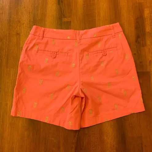 Charlie Paige Shorts NWT Small Pink Bermuda Embroidered Gold Pineapples Resort
